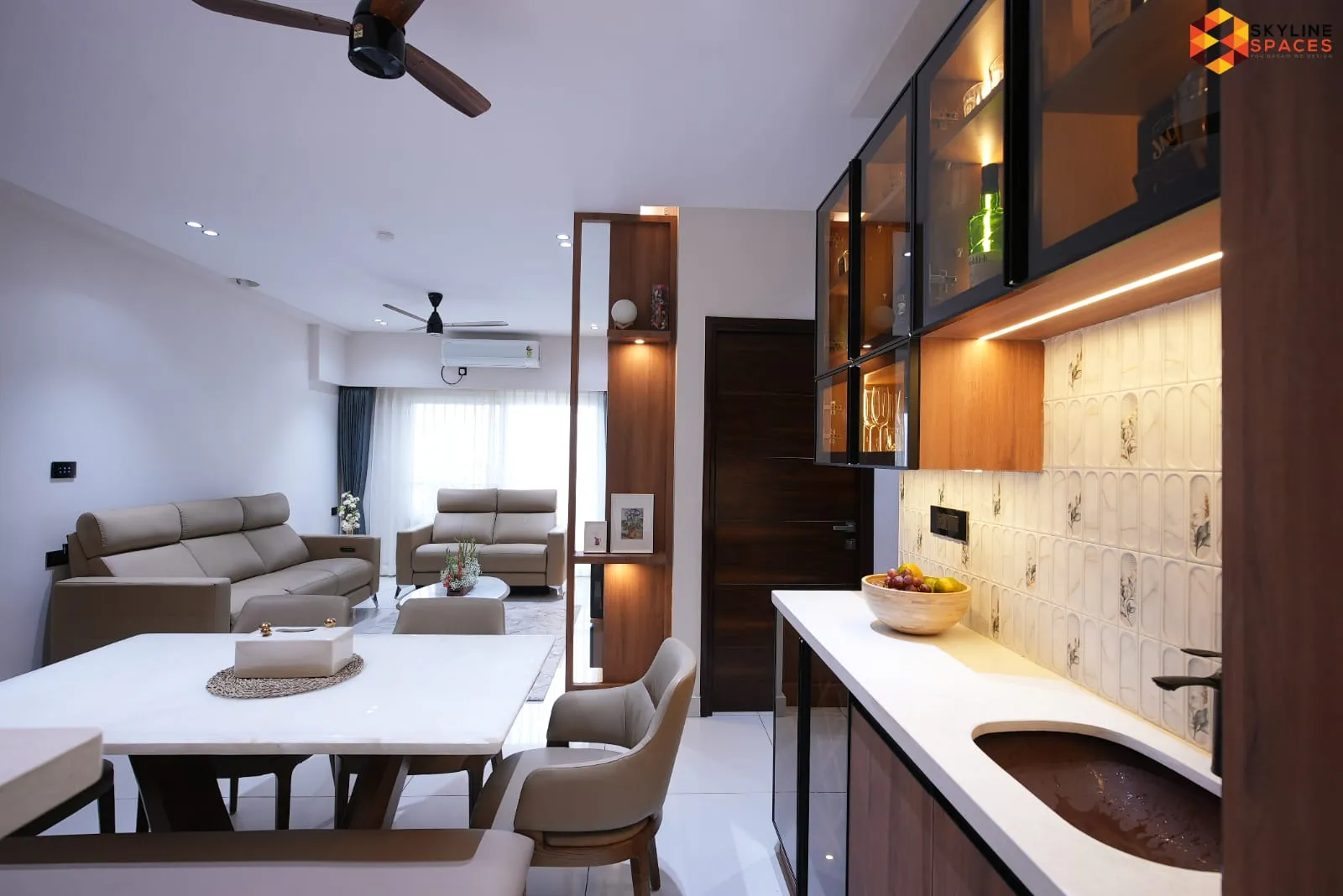 Signature tier dining area with bar unit and wine storage, Bangalore