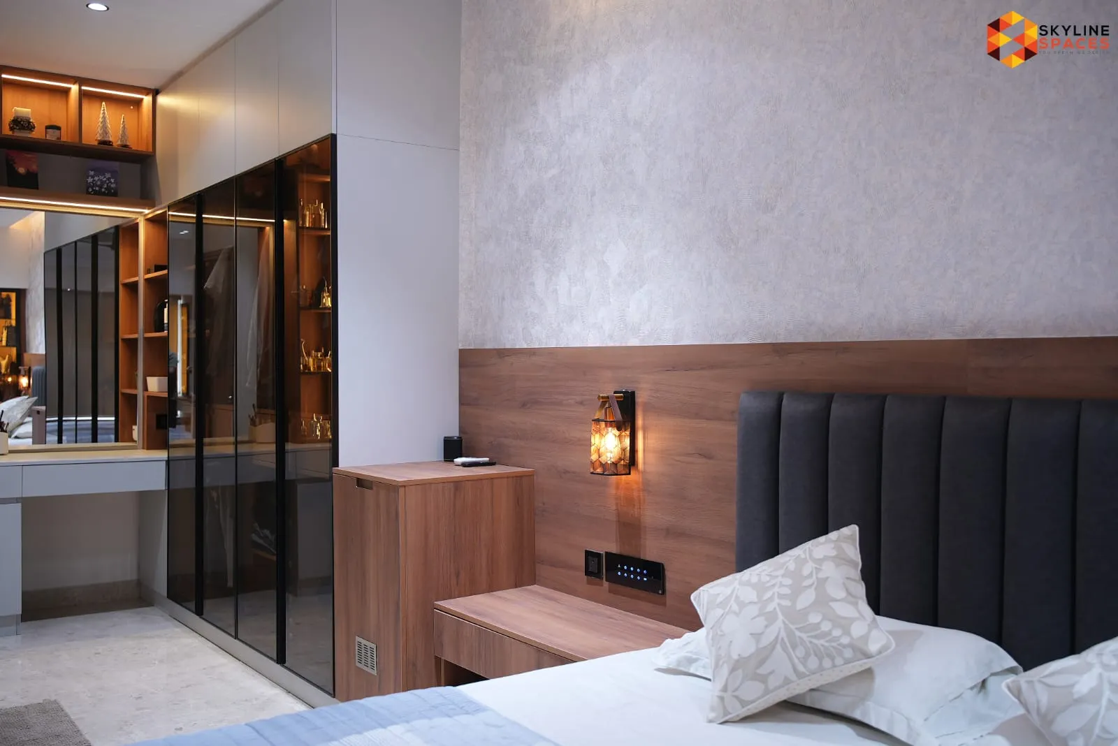 Signature tier bedroom wardrobe with display shelf, Bangalore