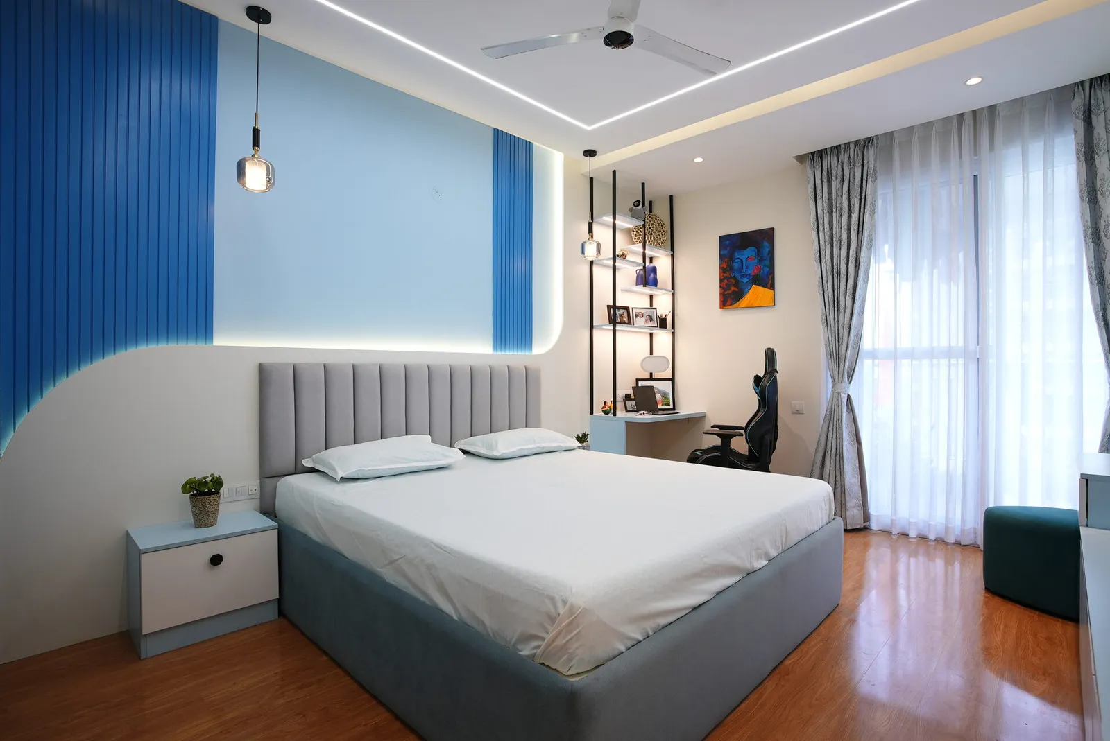 Signature tier master bedroom with window seat and wardrobe, Bangalore