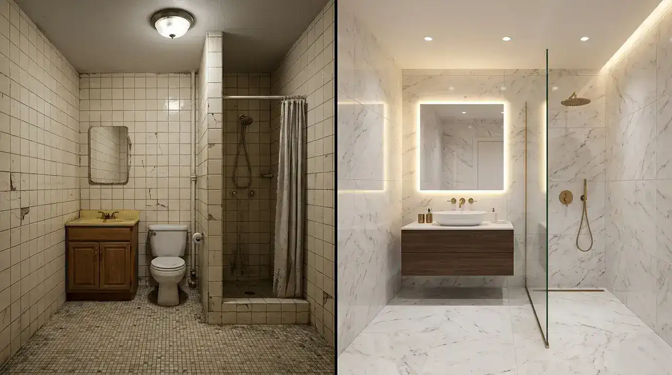Bathroom renovation interior Bangalore by Skyline Spaces