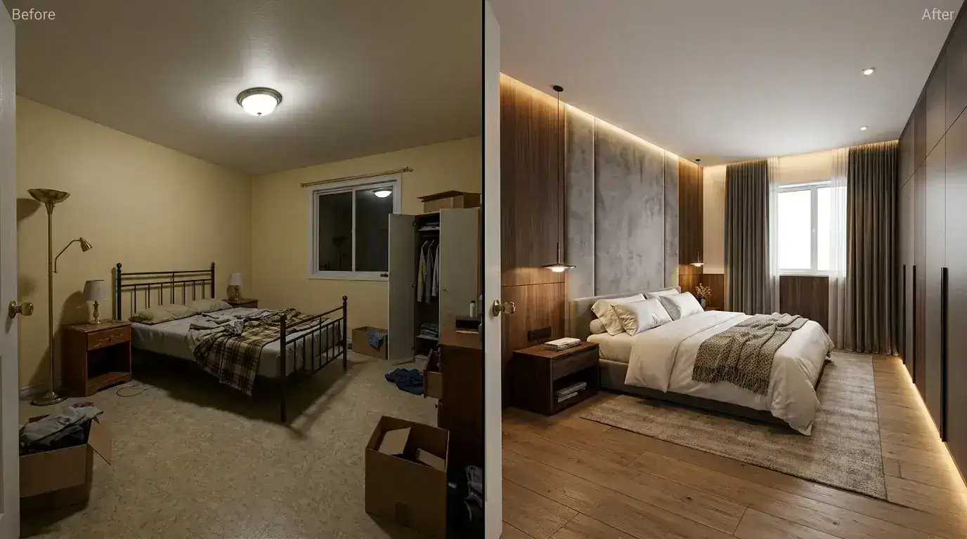 Bedroom renovation interior Bangalore by Skyline Spaces