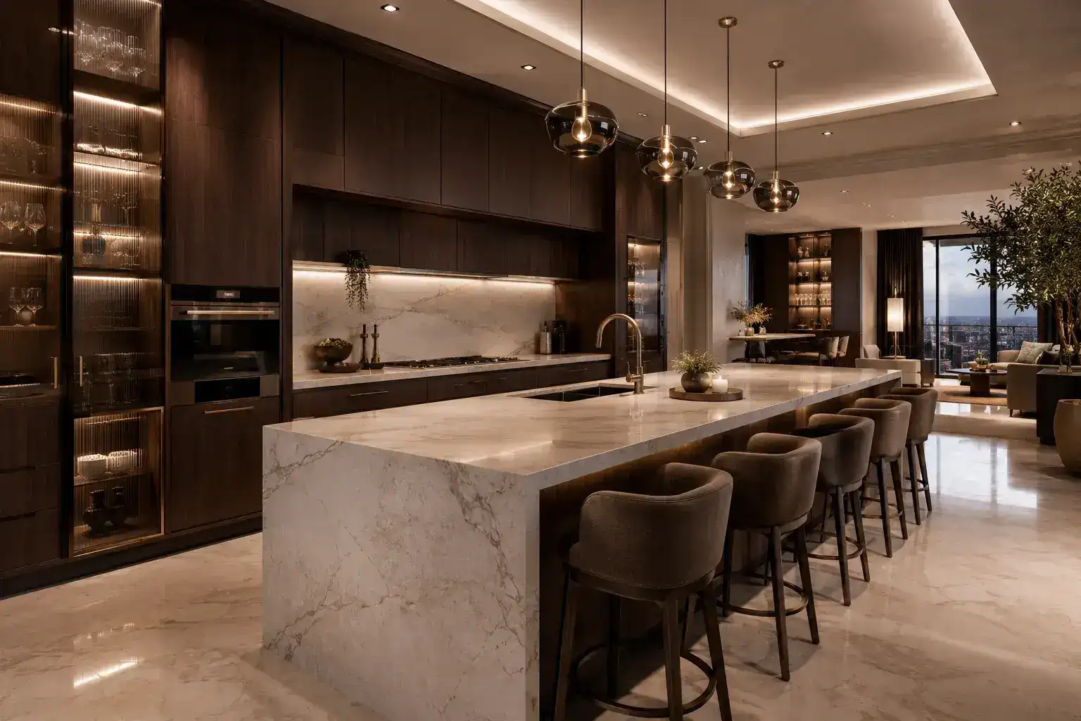 Contemporary luxury modular kitchen Bangalore by Skyline Spaces