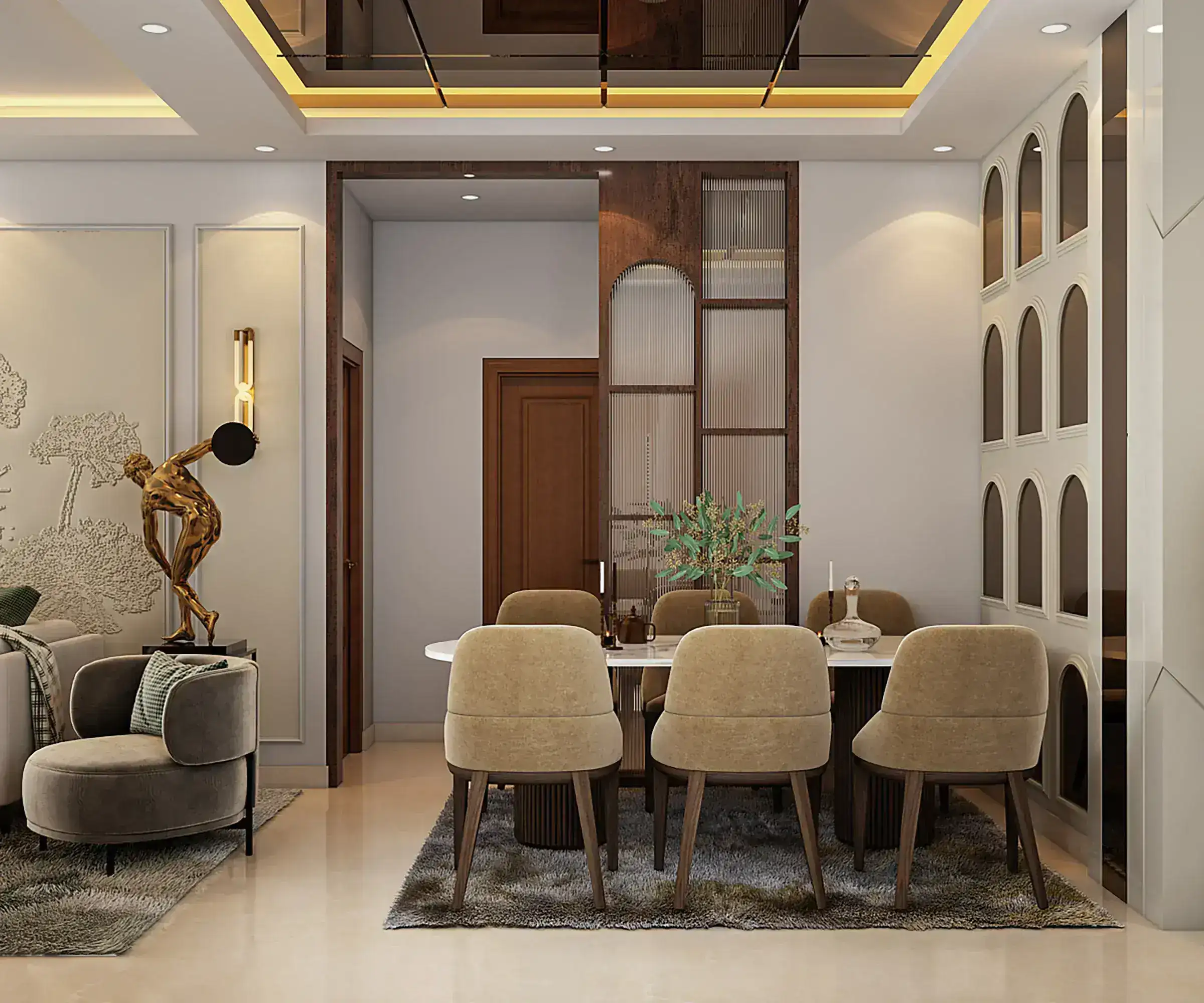 Premium dining interior design Bangalore by Skyline Spaces