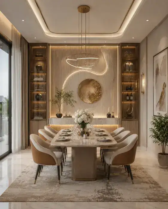 Premium dining space interior Bangalore by Skyline Spaces
