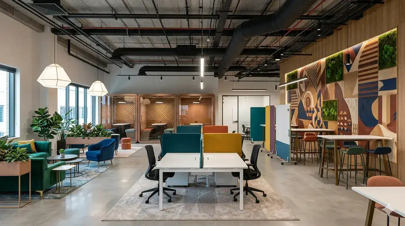 Creative workspace interior design Bangalore by Skyline Spaces