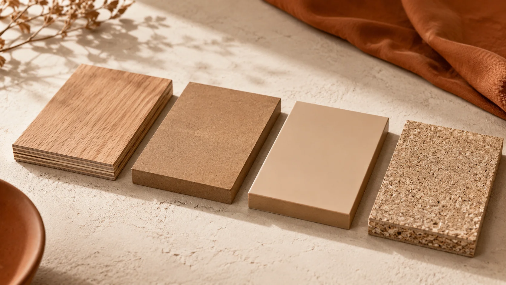 Plywood MDF HDHMR and particle board material comparison Bangalore