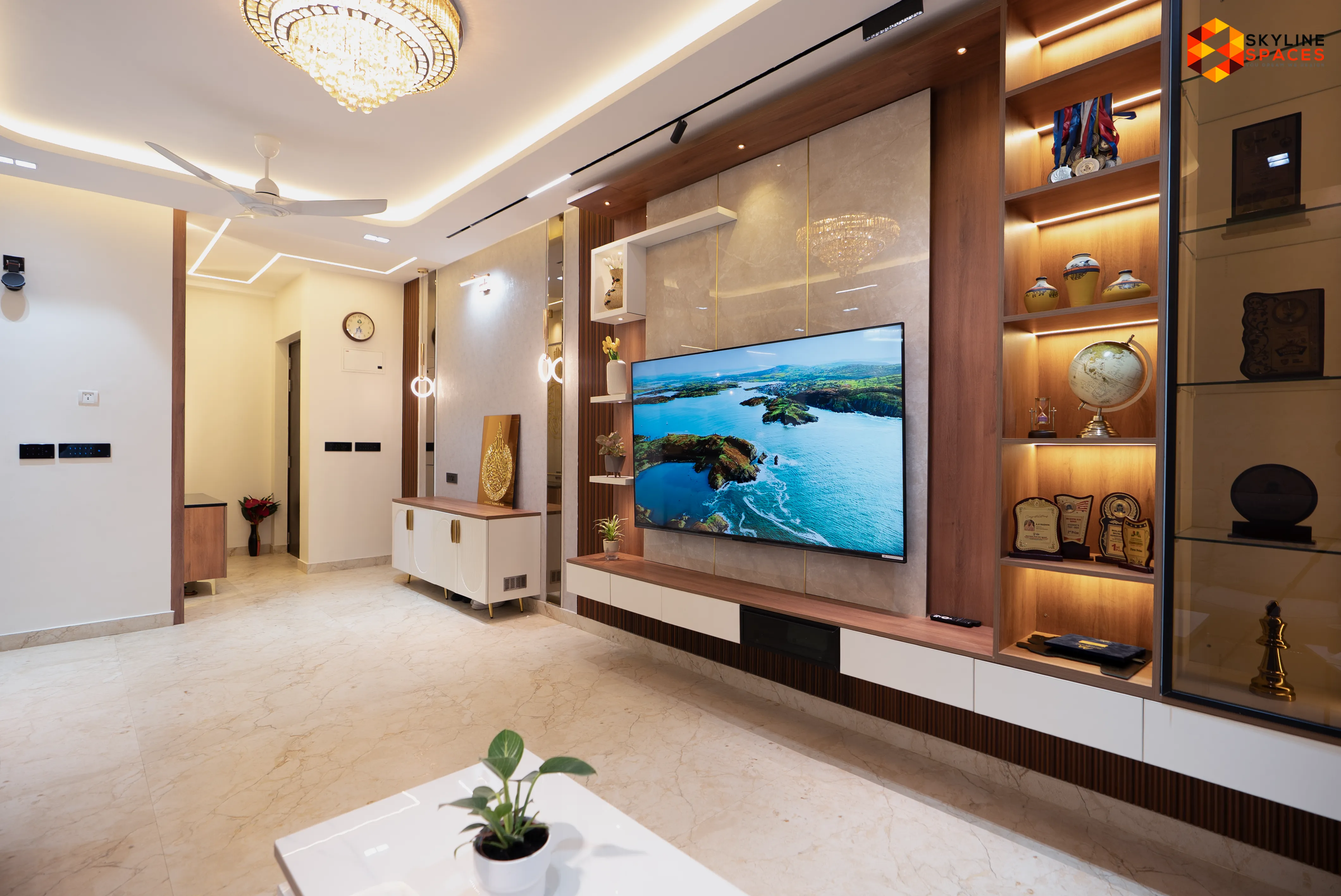 Home interior design for Rafiq at Shapoorji Pallonji Parkwest, Mysore Road, Bangalore by Skyline Spaces