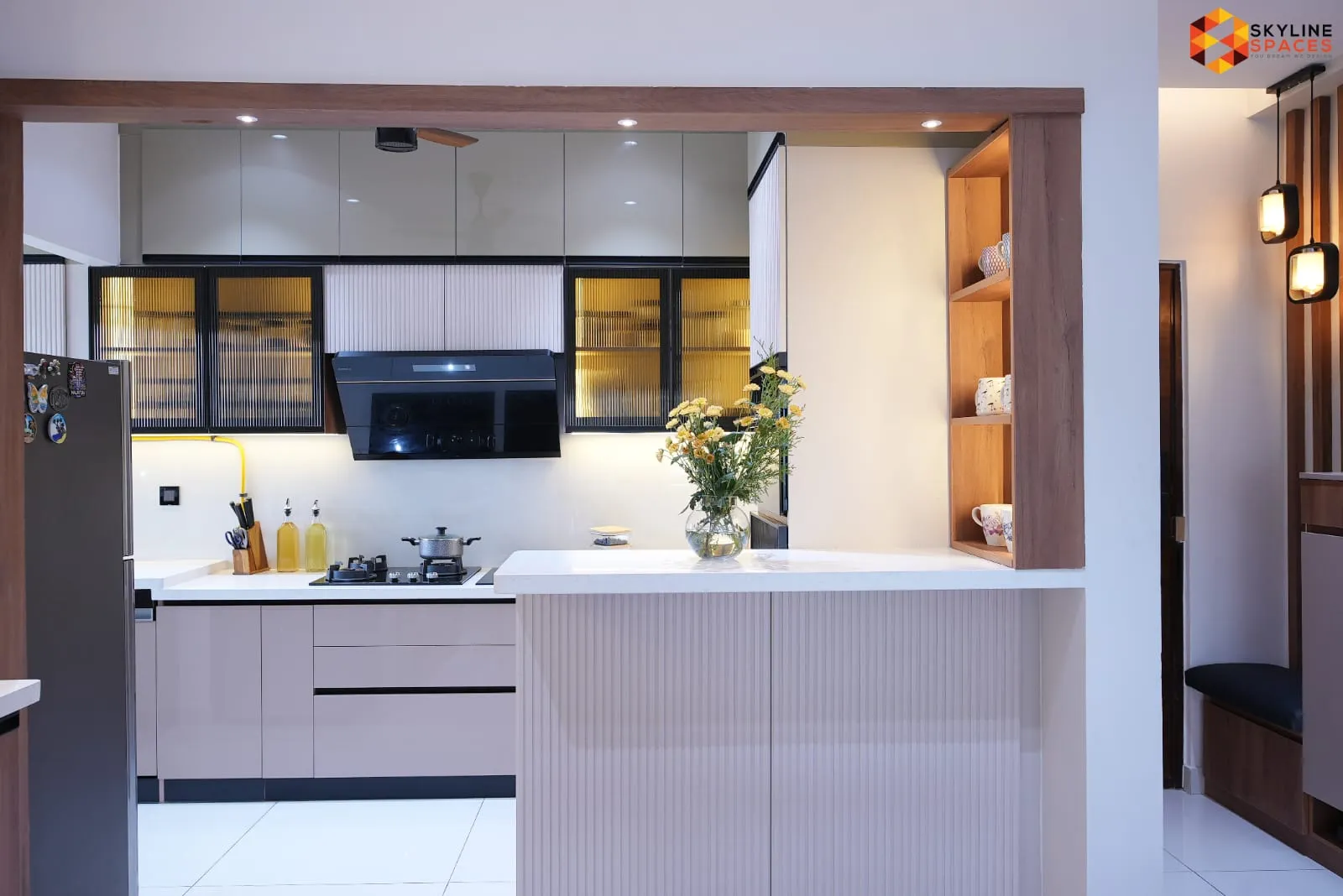 Kitchen interior design for Aevin and Softy at Keya Homes, Whitefield, Bangalore by Skyline Spaces
