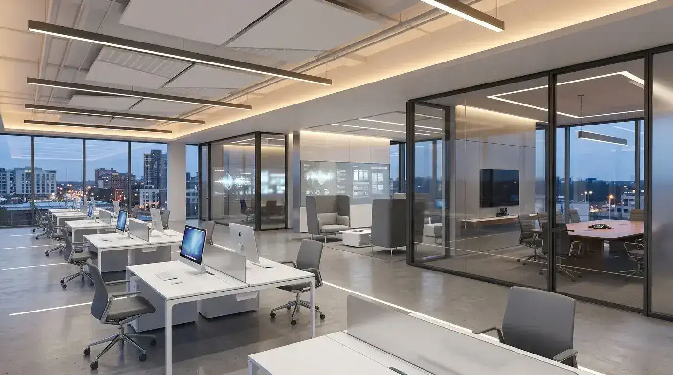 Tech office interior design Bangalore by Skyline Spaces